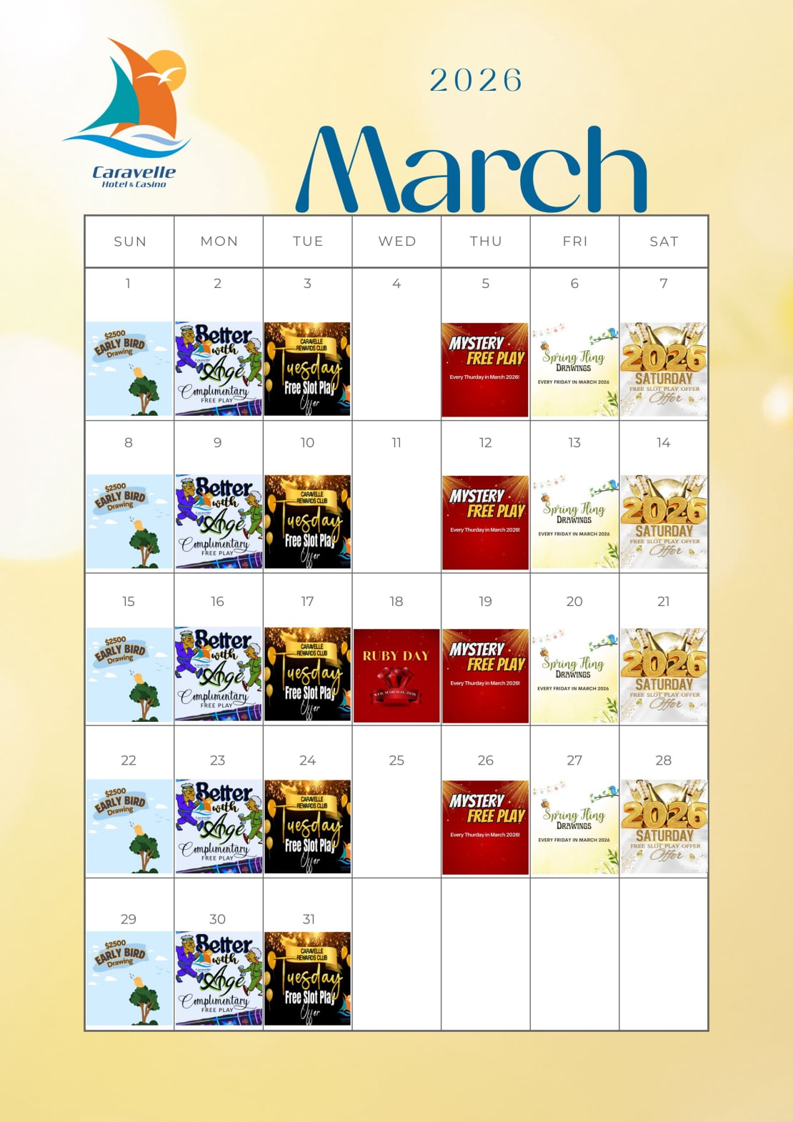 March events at Caravelle Casino